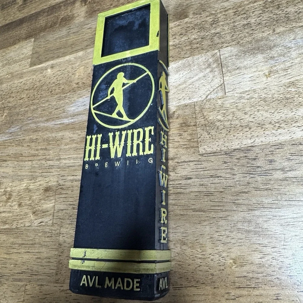 Hi-Wire Brewing Tap Handle AVL Made Draft Beer Bar Black Yellow Tall